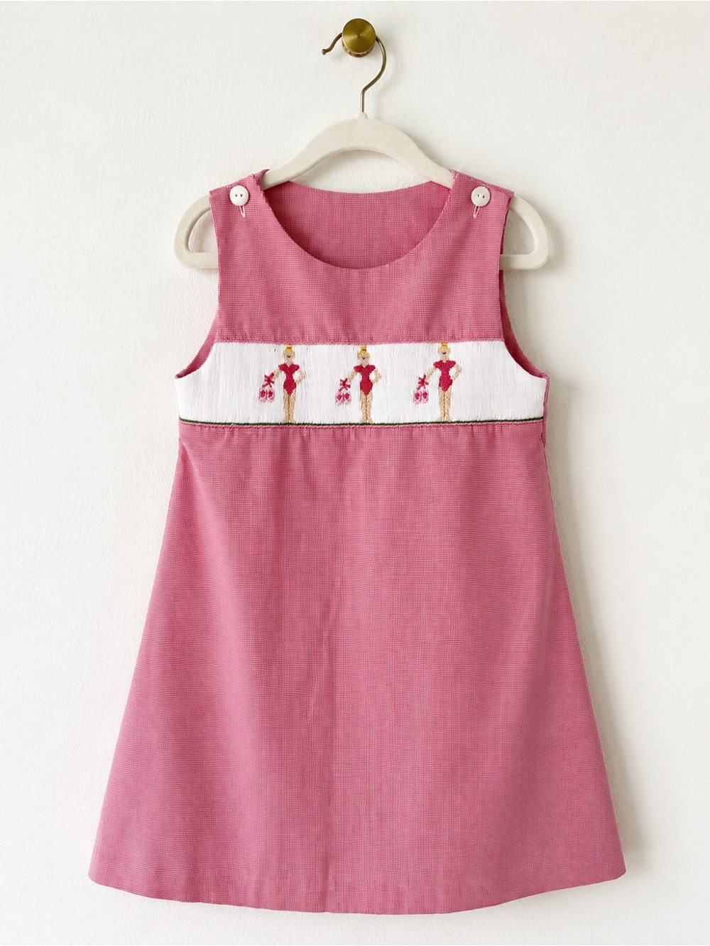 Silly Goose Vintage Hand Smocked Pink Ballerina Shift Dress for Girls Size 5